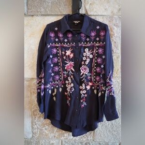 Johnny Was Workshop Label on Dark Fabric size small